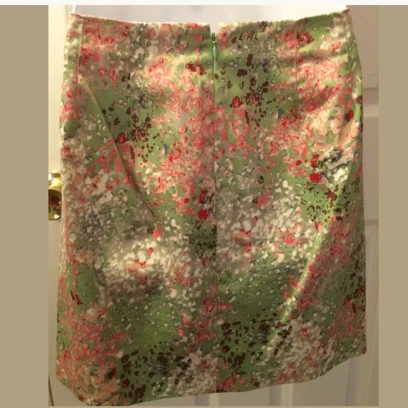 J. CREW Printed Sateen mini Skirt abstract Floral Pink Green Short Classic Ivory - Picture 4 of 6